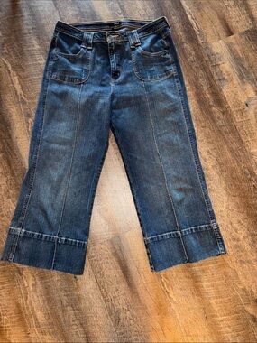 a.n.a Dark Blue Cropped Wide-Leg Jeans